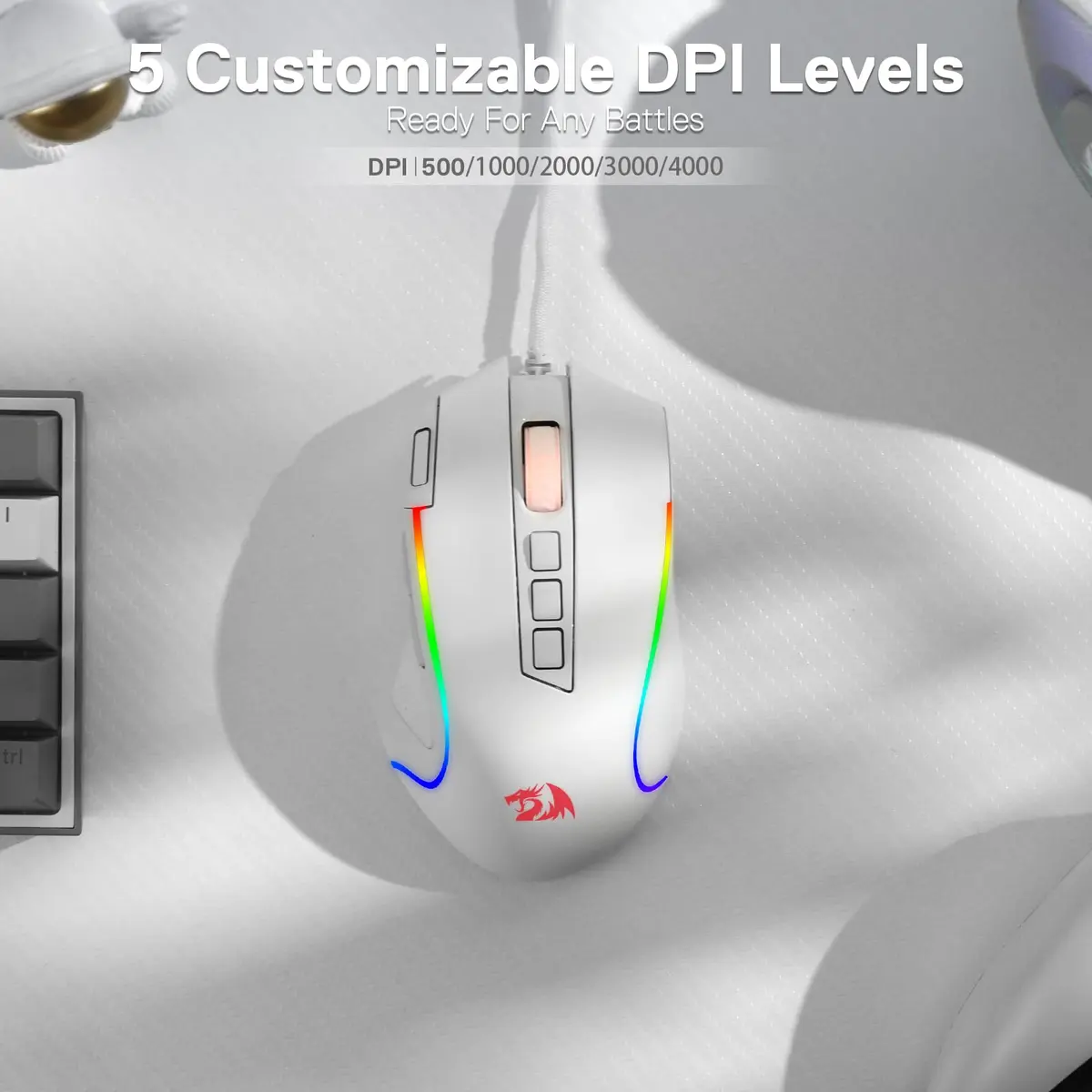 Redragon M612 Predator RGB Wired Gaming Mouse 8000 DPI (White) | 11 Programmable Buttons - view 5
