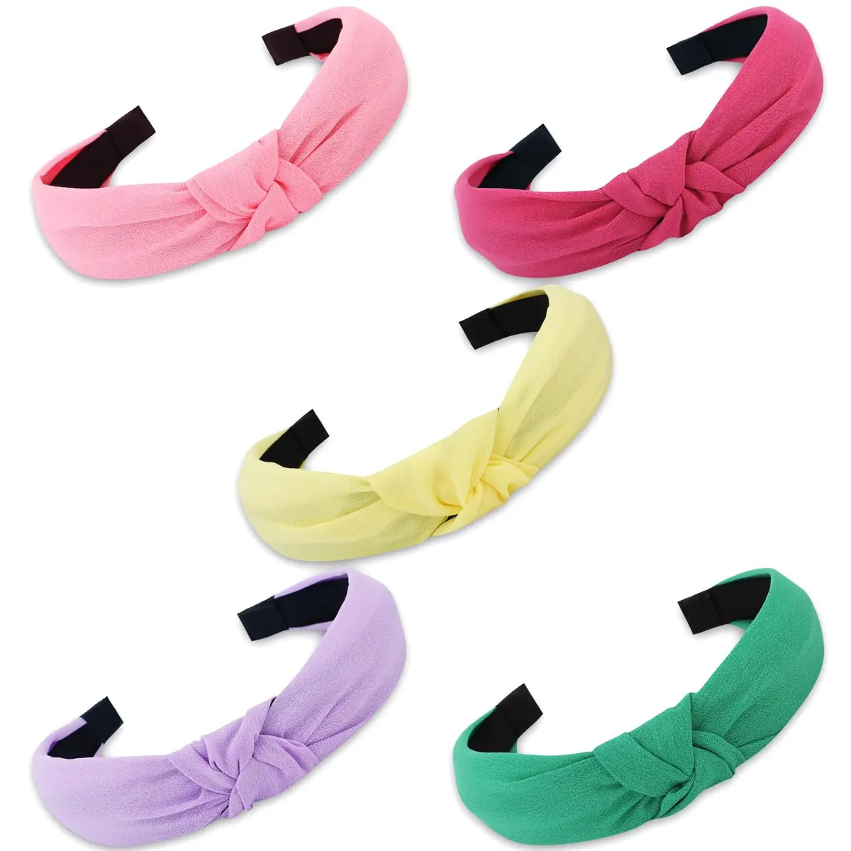 VELSCRUN Wide Boho Knot Turban Headbands 3cm (1.2 inches) | Pack of 5 Assorted Colors - main product image