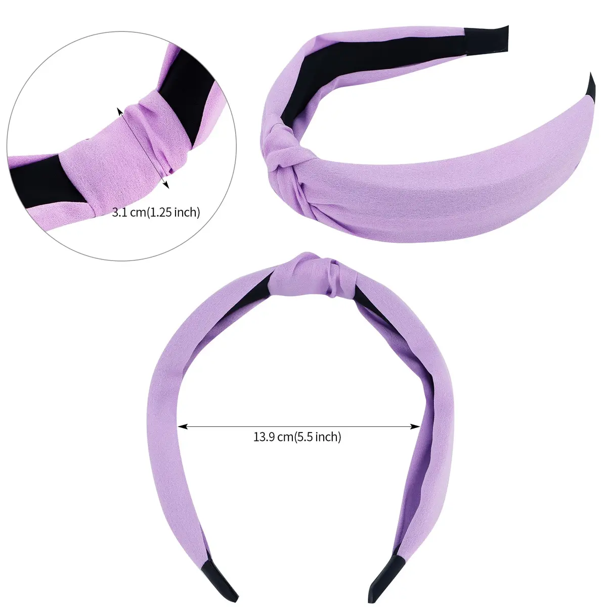 VELSCRUN Wide Boho Knot Turban Headbands 3cm (1.2 inches) | Pack of 5 Assorted Colors - view 8