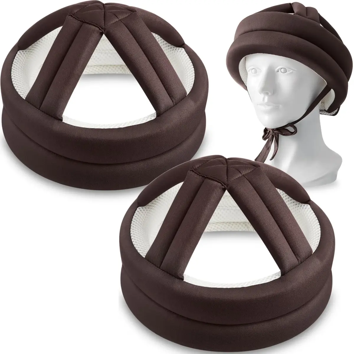 Woanger Anti Fall Elder Head Safety Helmet Coffee 2-Pack | Adjustable Fall Prevention for Seniors - main product image