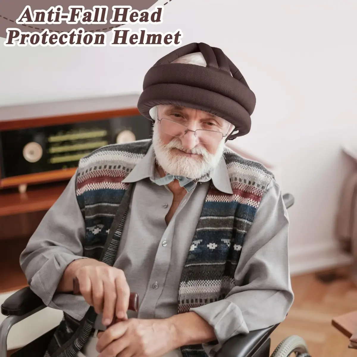 Woanger Anti Fall Elder Head Safety Helmet Coffee 2-Pack | Adjustable Fall Prevention for Seniors - view 6