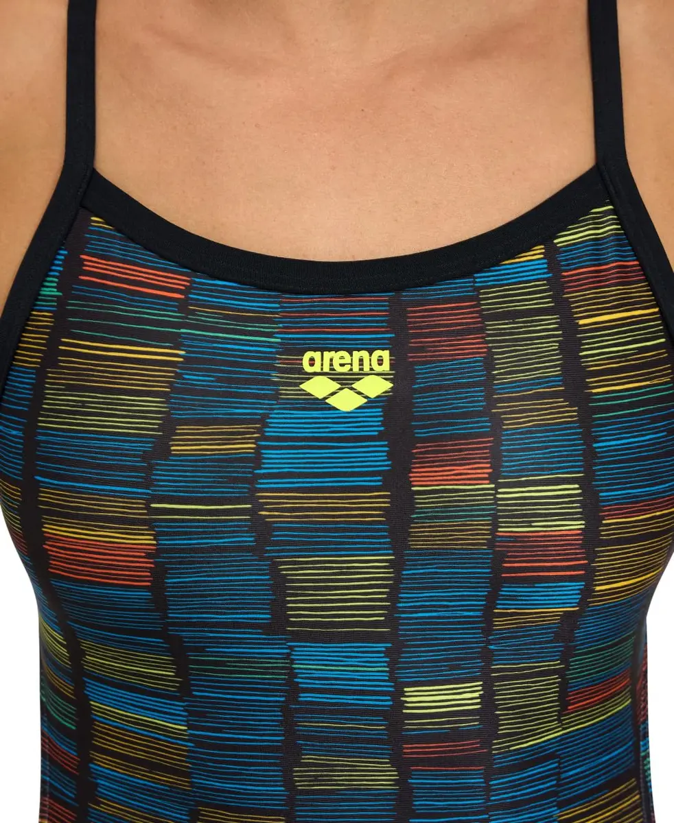ARENA Performance Slow Motion Women's Swimsuit X Cross Back MaxLife Training Suit, Black/Turquoise Multi, US Size 32 | Chlorine-Resistant & UPF 50+ - view 3