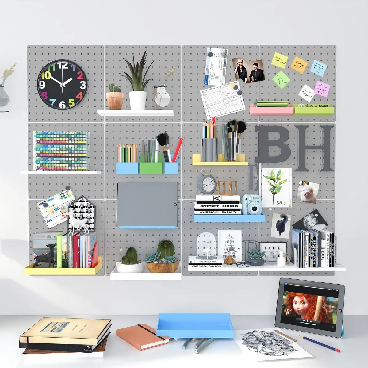 Hogurity Metal Pegboard Panels 25cm x 25cm (12"x12") | 4-Pack Heavy Duty Wall Organizer for Garage, Home, Office - view 9