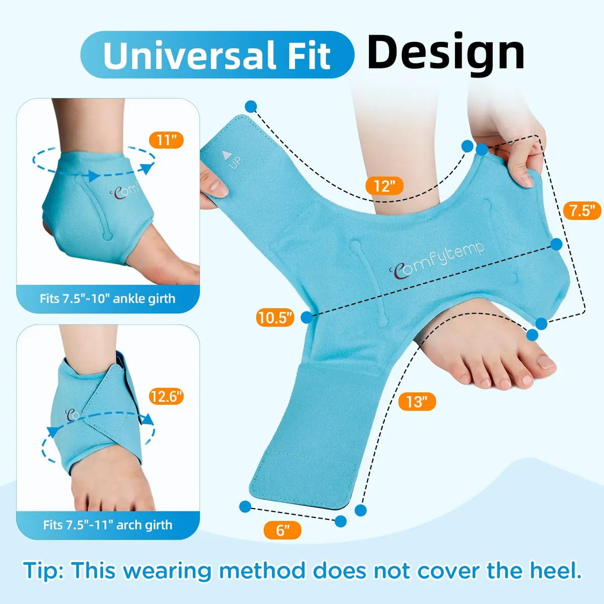 Comfytemp Ankle Ice Pack Wrap for Plantar Fasciitis, Foot Pain Relief, 2pcs | Targeted Cold Therapy for Sprains & Arthritis - view 4