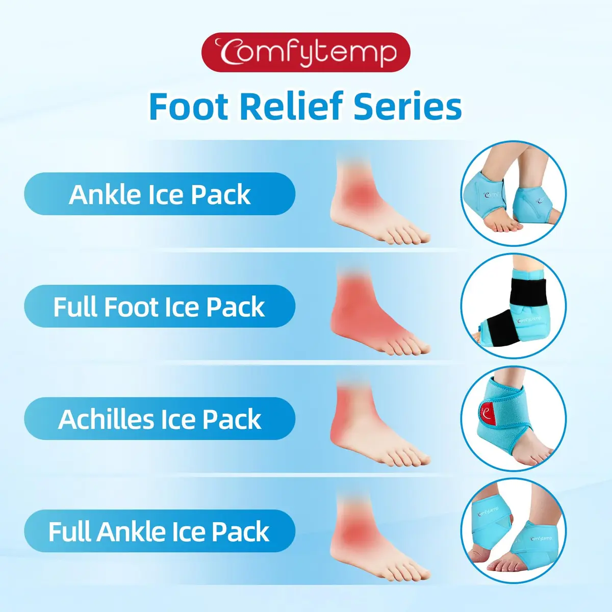 Comfytemp Ankle Ice Pack Wrap for Plantar Fasciitis, Foot Pain Relief, 2pcs | Targeted Cold Therapy for Sprains & Arthritis - view 5