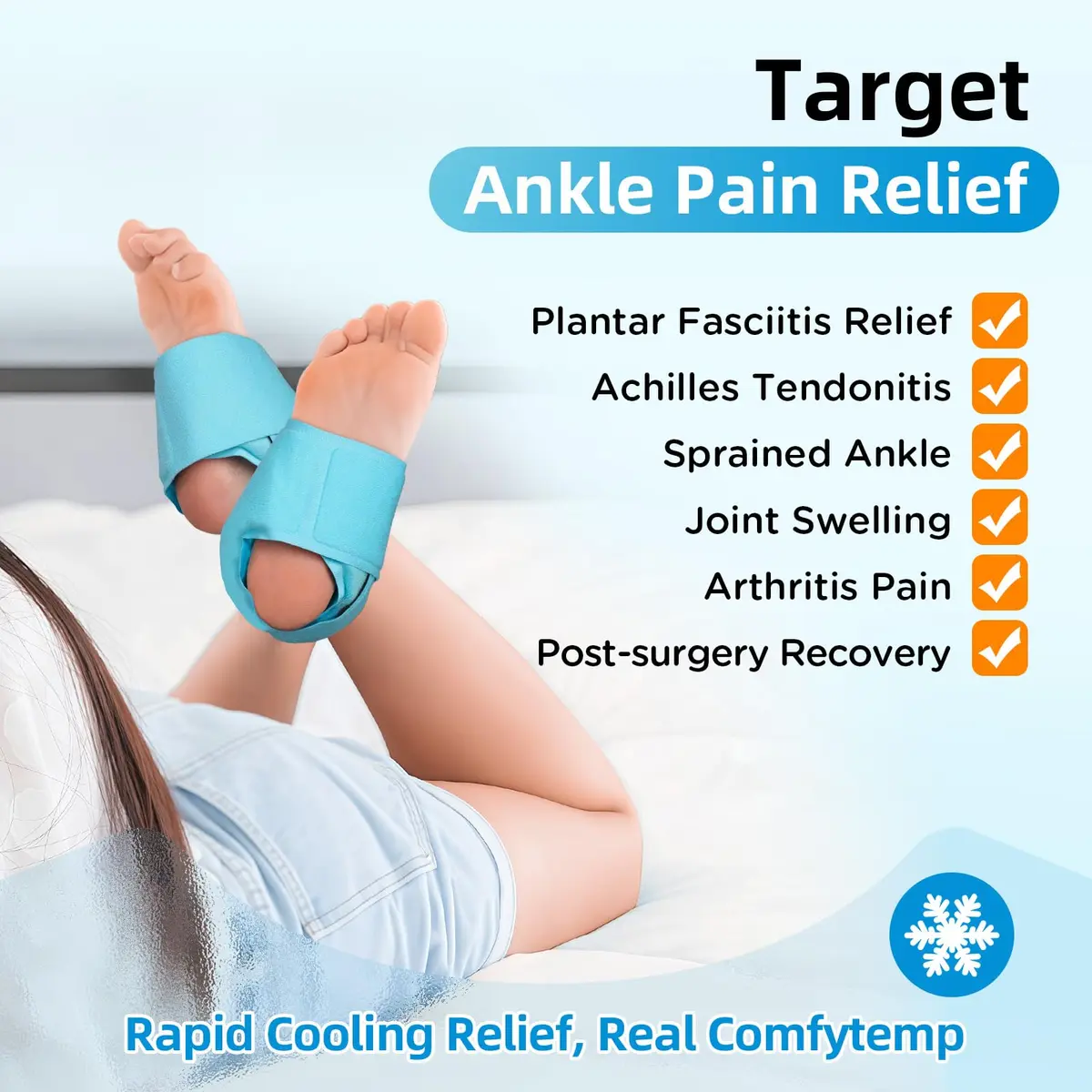 Comfytemp Ankle Ice Pack Wrap for Plantar Fasciitis, Foot Pain Relief, 2pcs | Targeted Cold Therapy for Sprains & Arthritis - view 2
