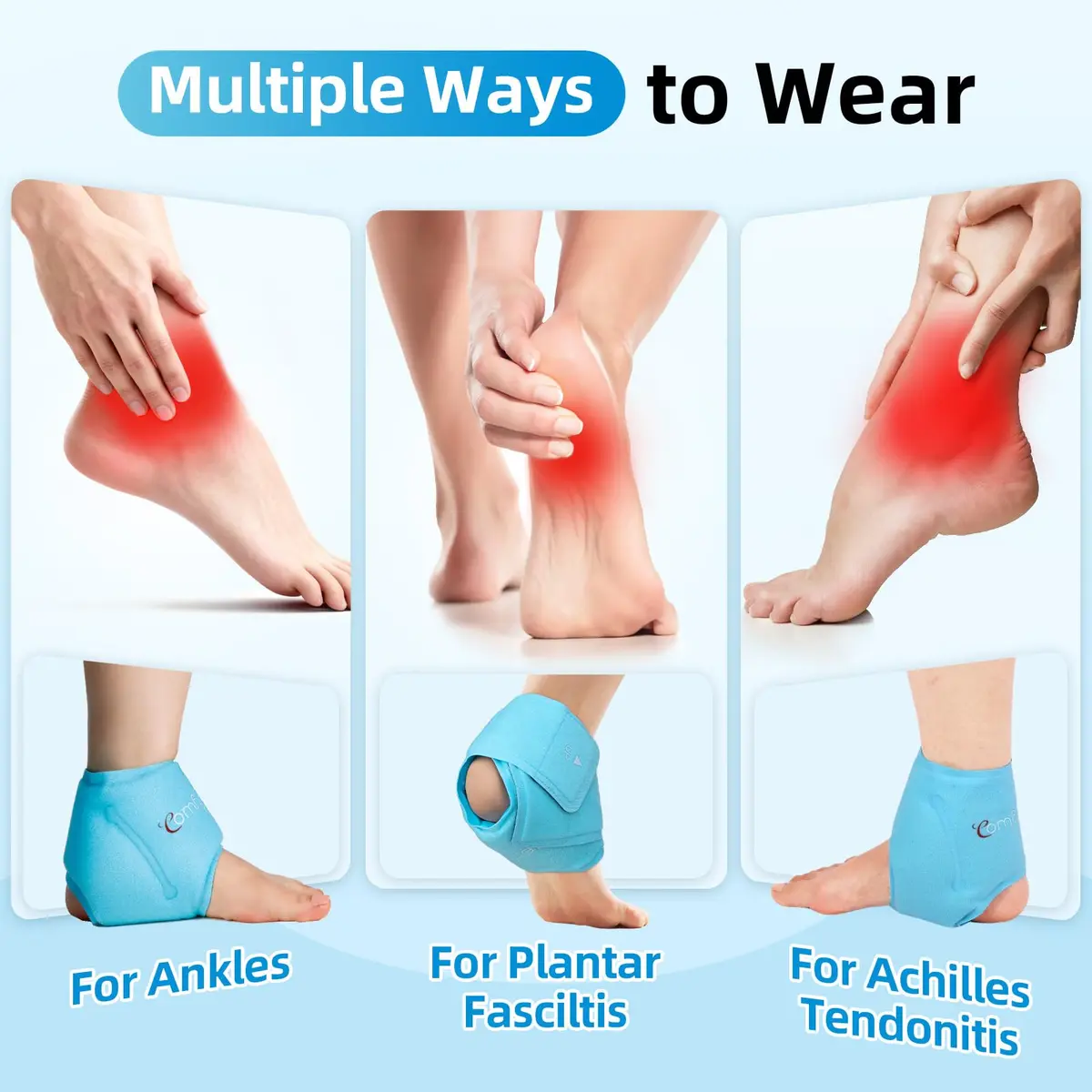 Comfytemp Ankle Ice Pack Wrap for Plantar Fasciitis, Foot Pain Relief, 2pcs | Targeted Cold Therapy for Sprains & Arthritis - view 3
