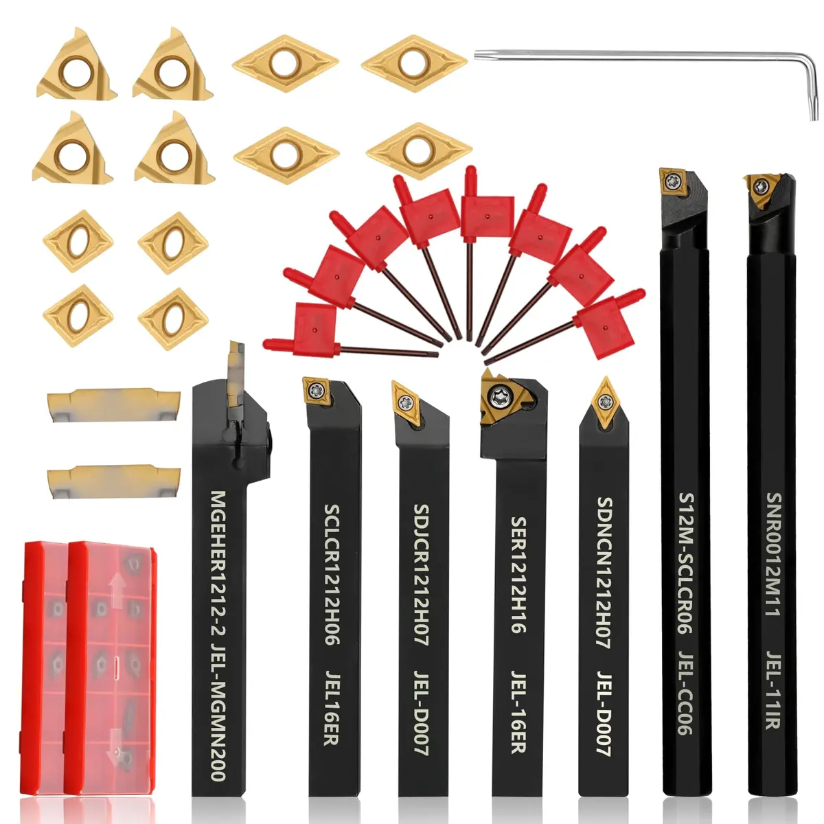 Joogto Indexable Lathe Turning Tool 21Pcs Kit 1/2'' 12mm Shank | Precision Metalworking Set for Professionals - main product image