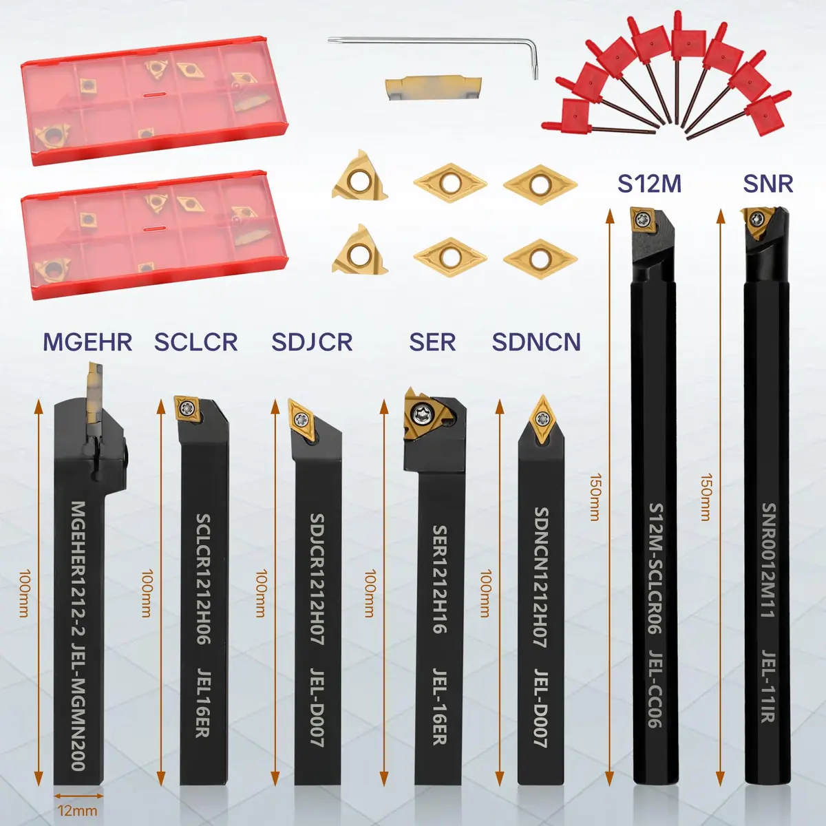 Joogto Indexable Lathe Turning Tool 21Pcs Kit 1/2'' 12mm Shank | Precision Metalworking Set for Professionals - view 2