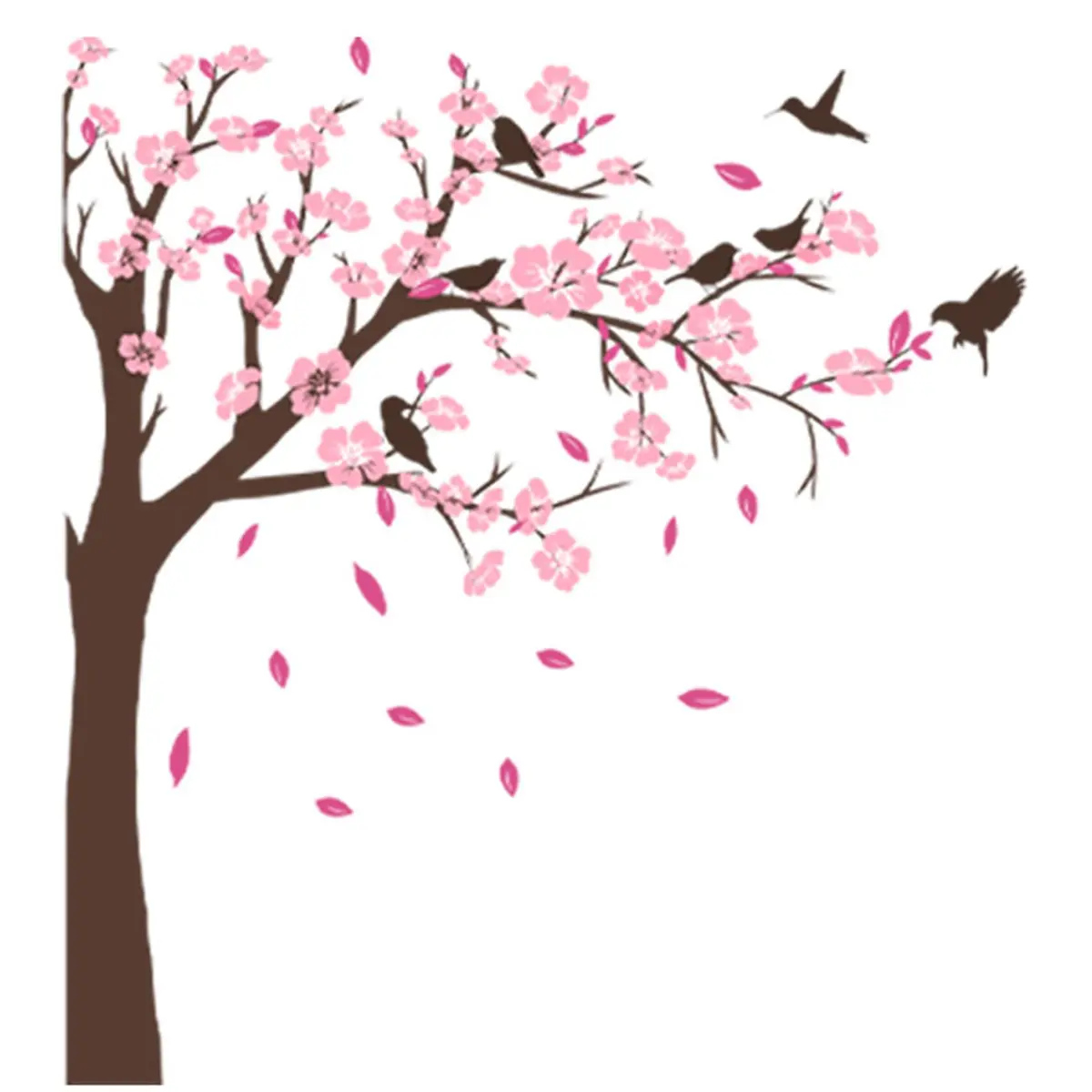 BWCXXZH Pink Flower Tree Wall Stickers | Removable 3D Peach Blossom Murals for Girls Bedroom & Nursery - main product image