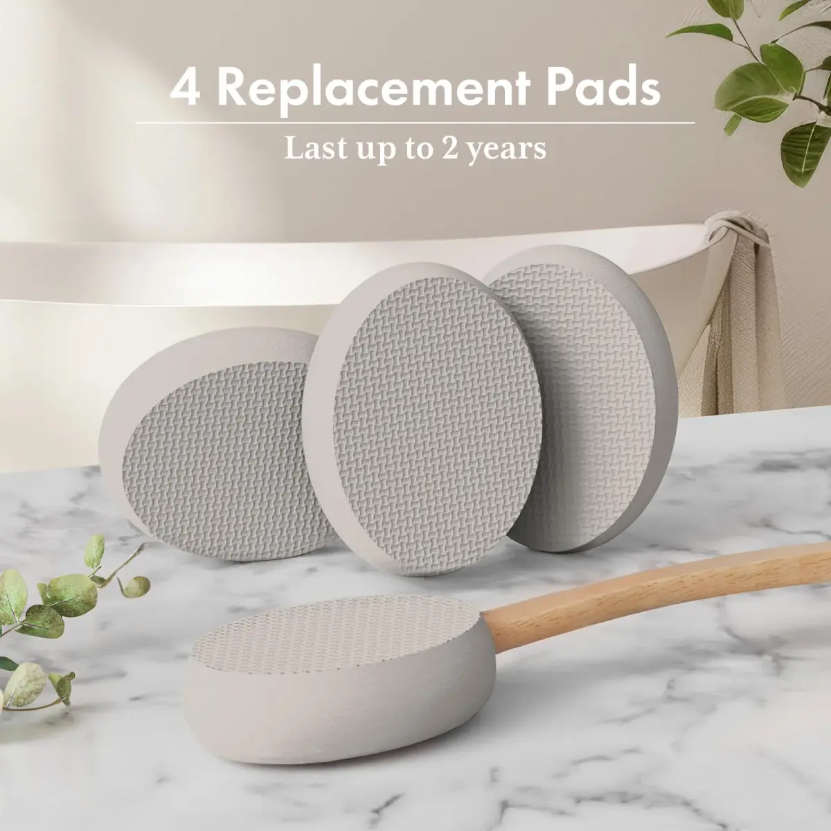 AmazerBath Lotion Applicator for Back, Feet, 4 Replaceable Pads with Long Handle, Gray | Applies Lotion Evenly - view 6