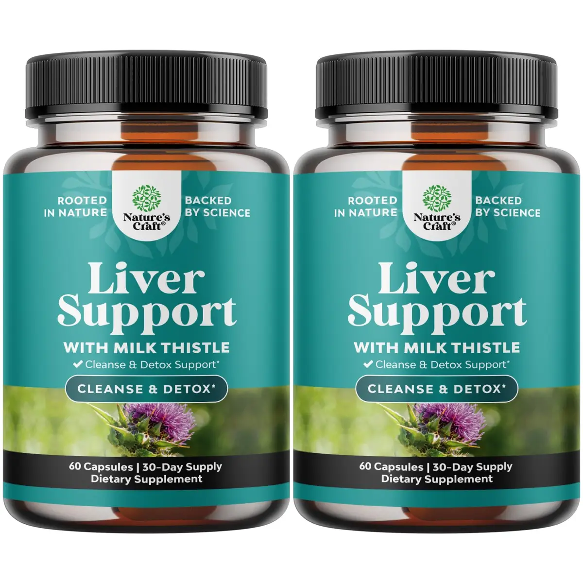 Natures Craft Liver Support Capsules with Milk Thistle & Choline | 2 Pack, 120 Capsules | Supports Liver & Detox - main product image