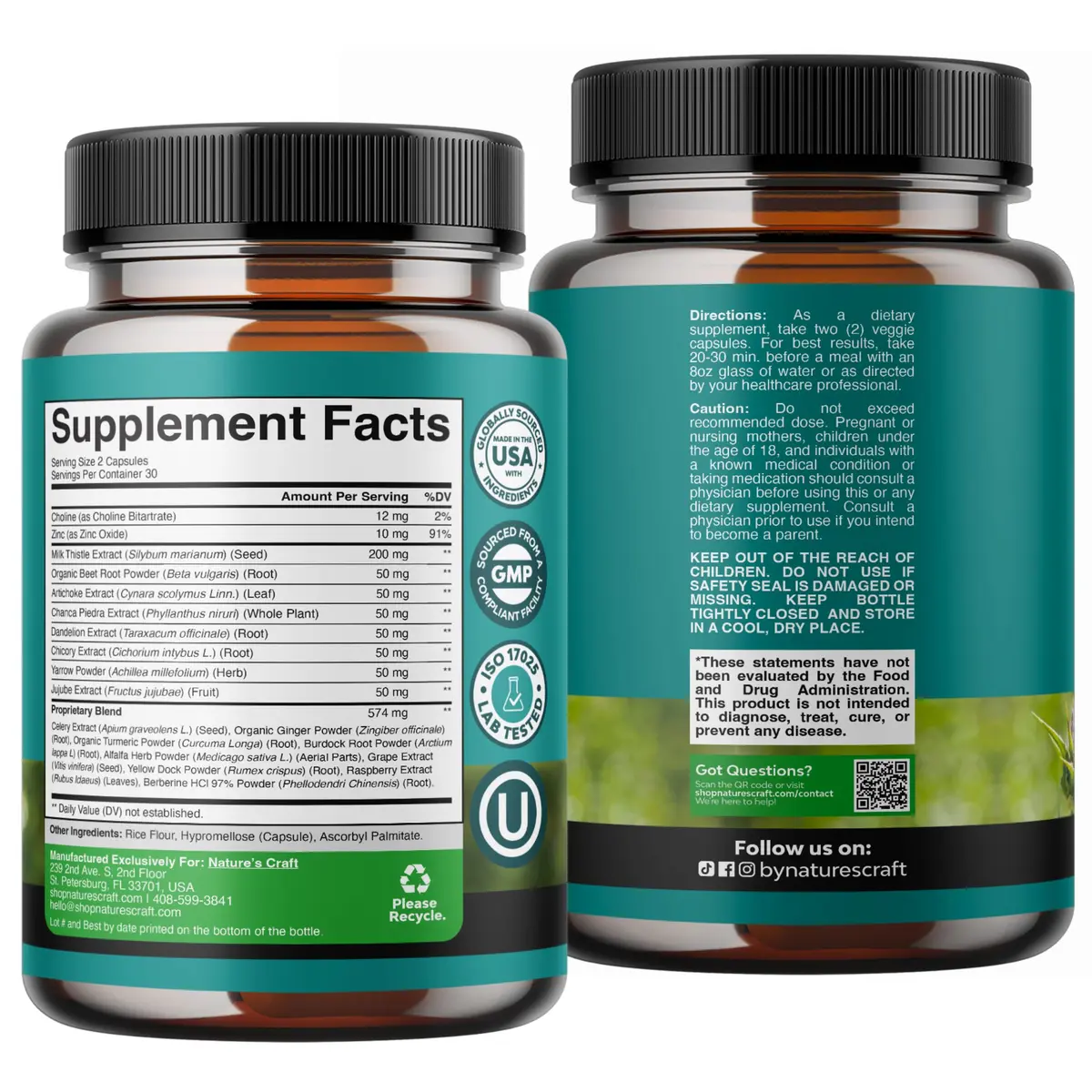 Natures Craft Liver Support Capsules with Milk Thistle & Choline | 2 Pack, 120 Capsules | Supports Liver & Detox - view 7