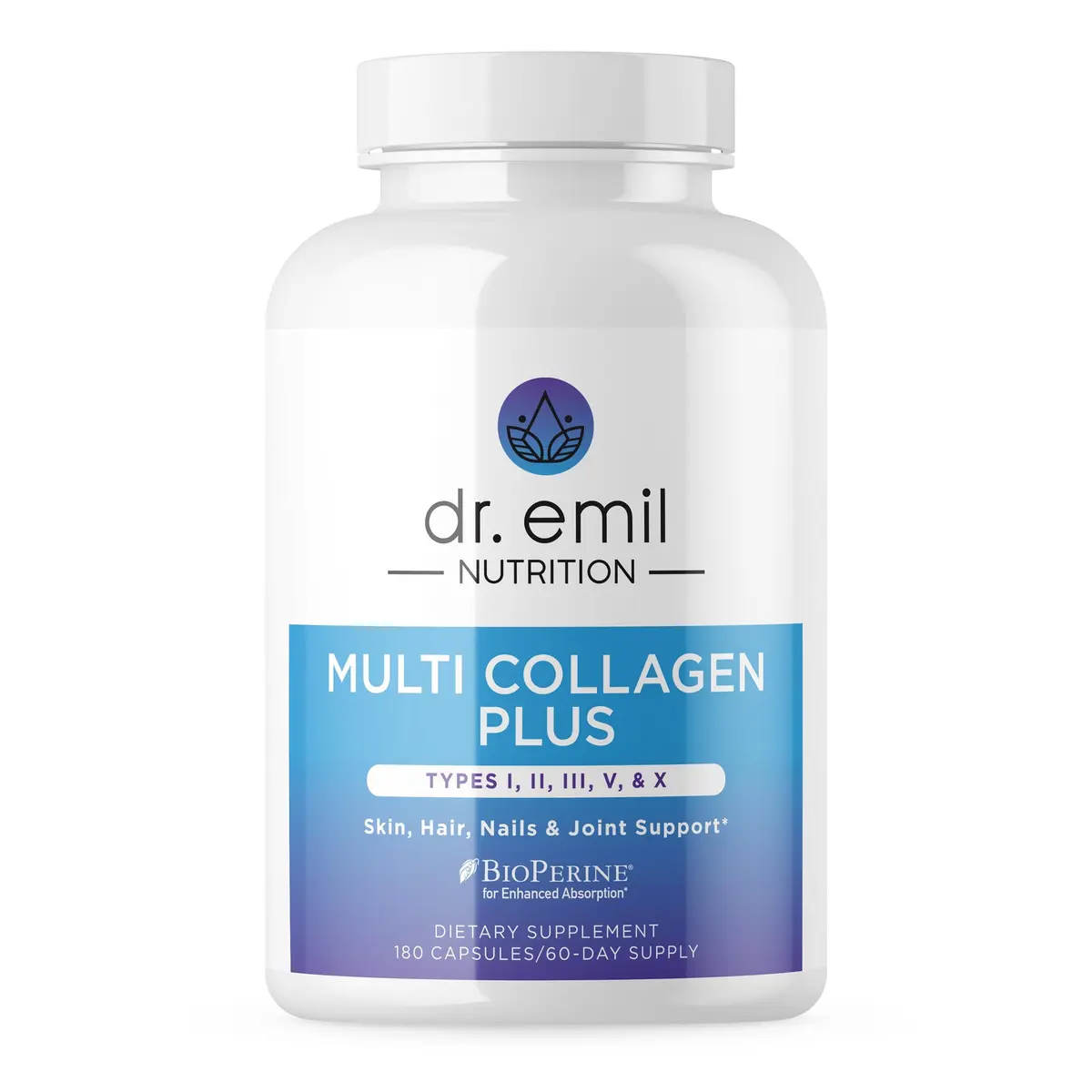 DR. EMIL NUTRITION Multi Hydrolyzed Collagen 180 Capsules | Types I, II, III, V & X for Full-Body Support - main product image