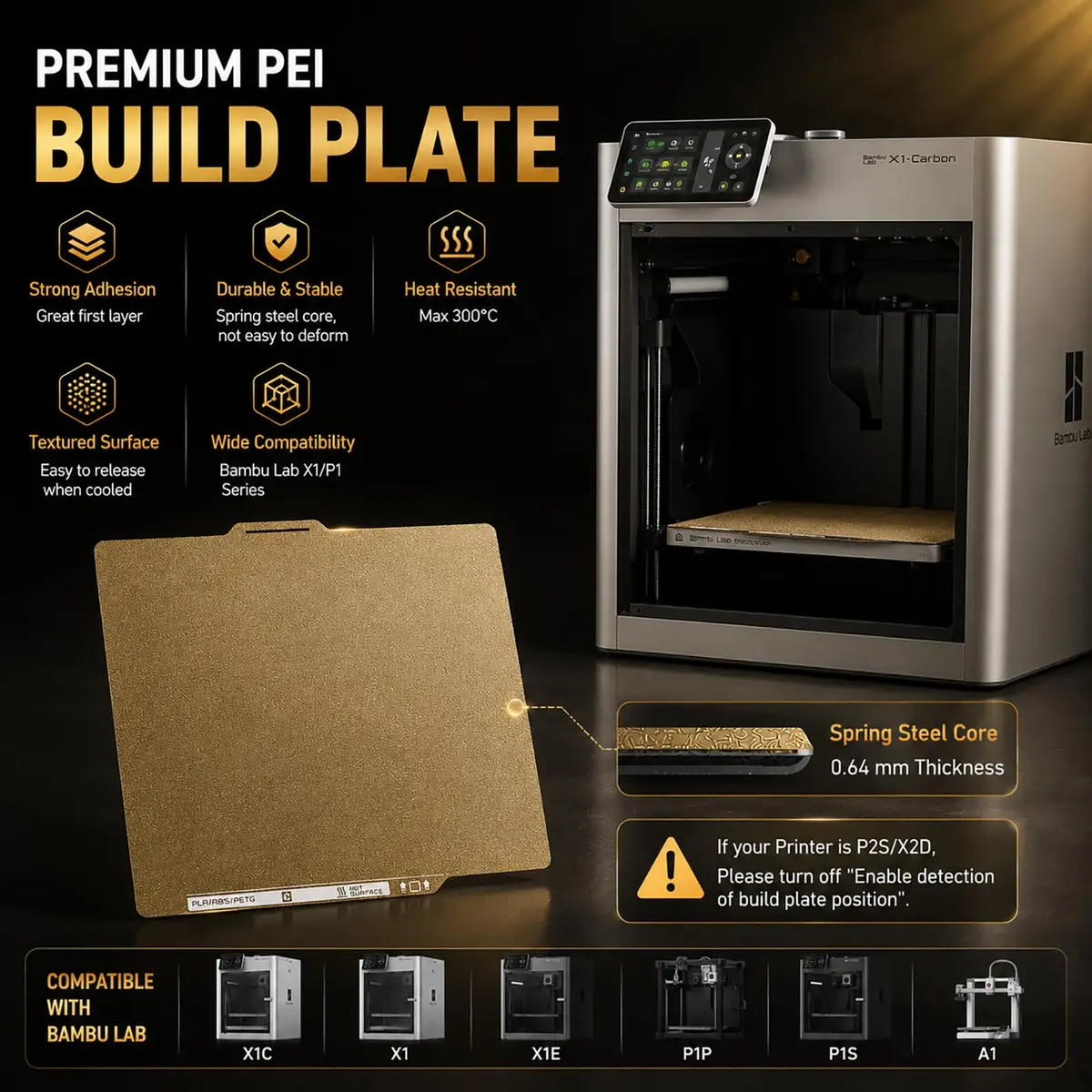 RETUXEP Dual Textured PEI Build Plate 257x257mm | For Bambu Lab X1/P1/A1 Series 3D Printers - view 6