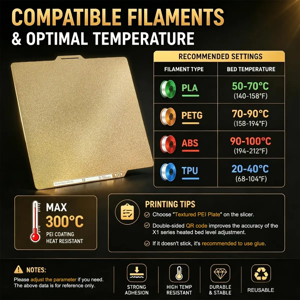 RETUXEP Dual Textured PEI Build Plate 257x257mm | For Bambu Lab X1/P1/A1 Series 3D Printers - view 3
