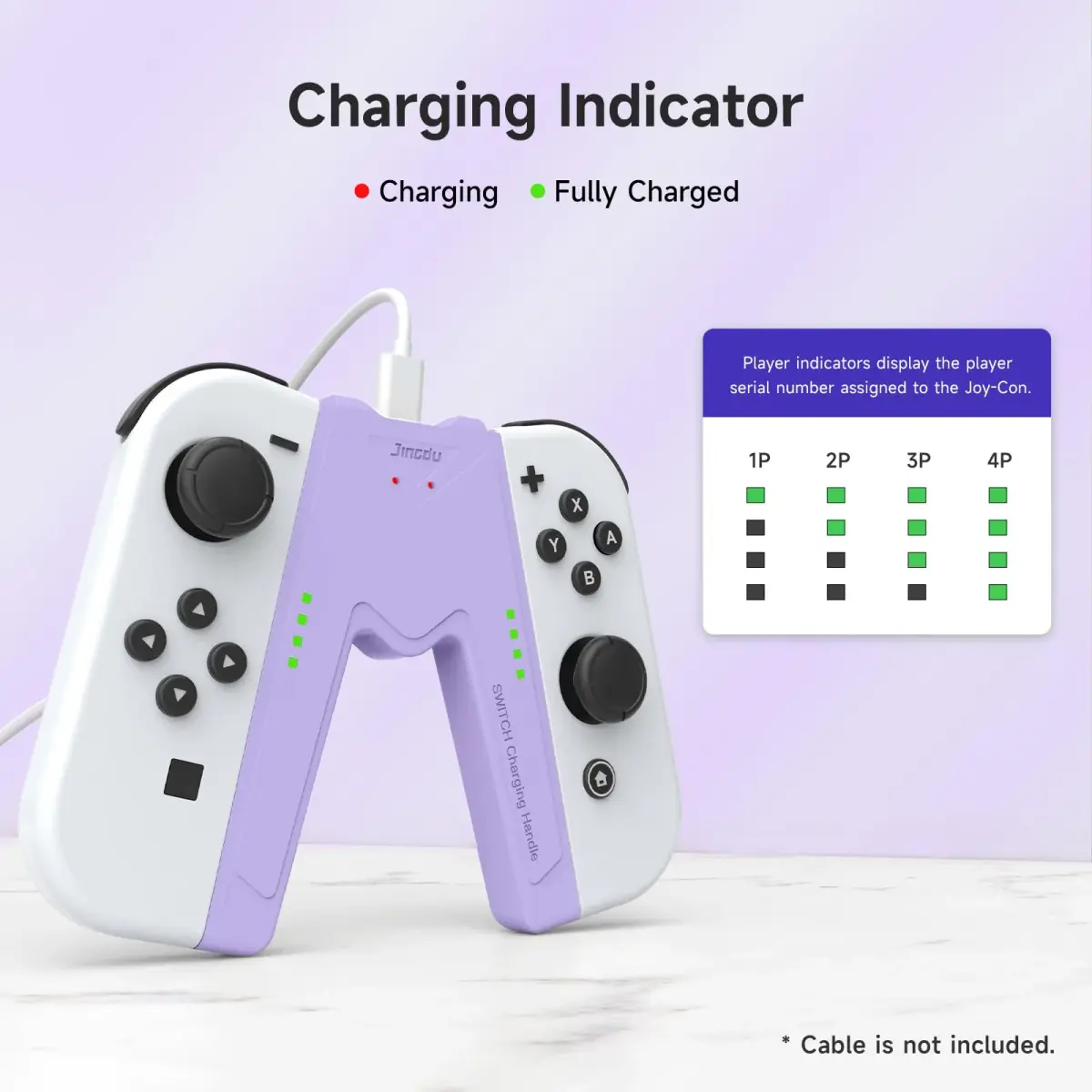 JINGDU Purple Joy-Con Charging Grip for Nintendo Switch & OLED | 45W Fast Charging - view 3