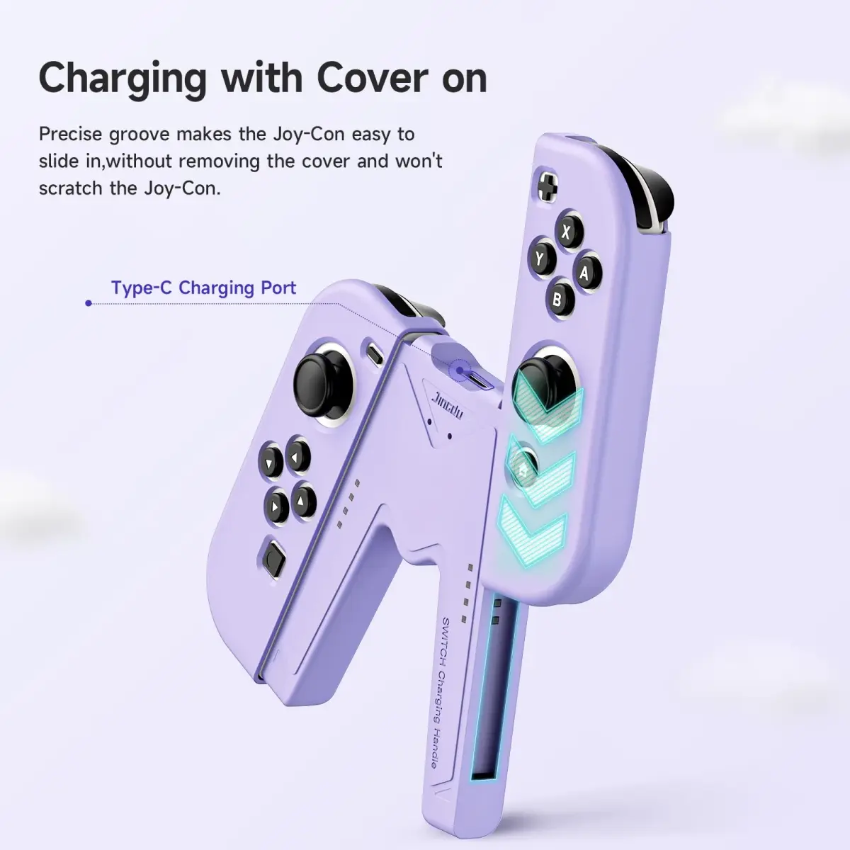 JINGDU Purple Joy-Con Charging Grip for Nintendo Switch & OLED | 45W Fast Charging - view 4