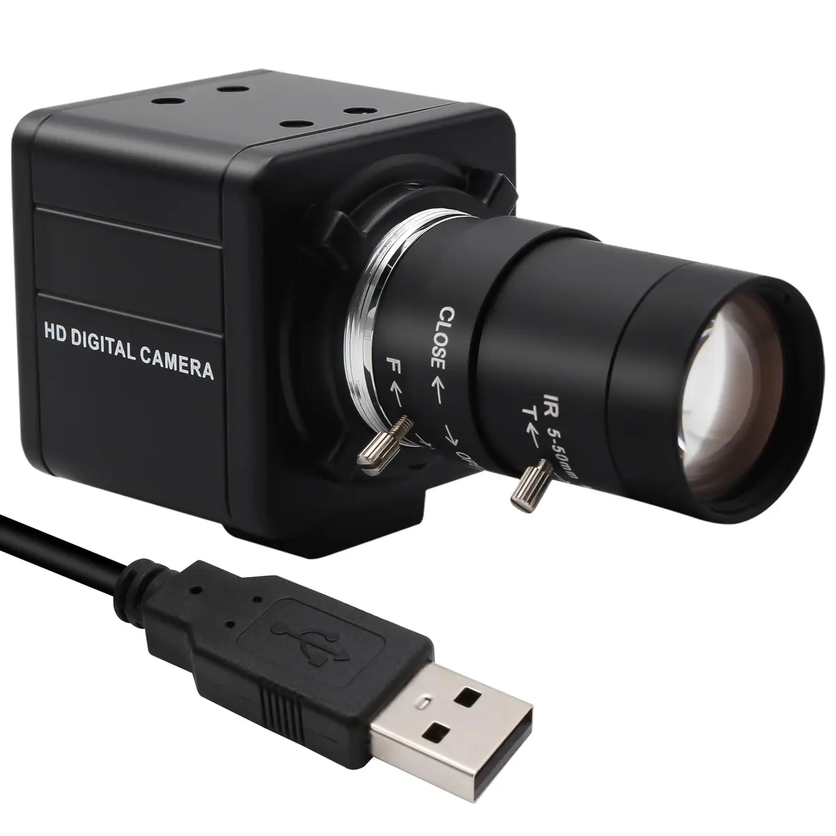 MMlove USB Camera 5MP HD Webcam 5-50mm Manual 10X Varifocus Zoom Lens | High-Resolution Video for Skype/Zoom - main product image