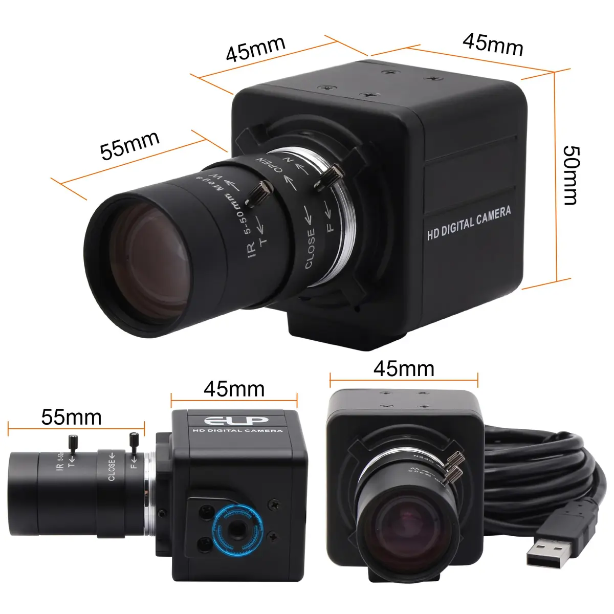 MMlove USB Camera 5MP HD Webcam 5-50mm Manual 10X Varifocus Zoom Lens | High-Resolution Video for Skype/Zoom - view 7