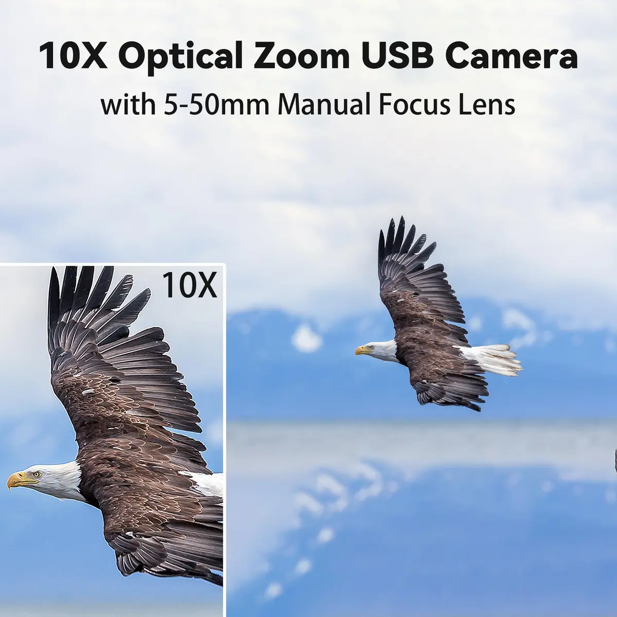 MMlove USB Camera 5MP HD Webcam 5-50mm Manual 10X Varifocus Zoom Lens | High-Resolution Video for Skype/Zoom - view 3