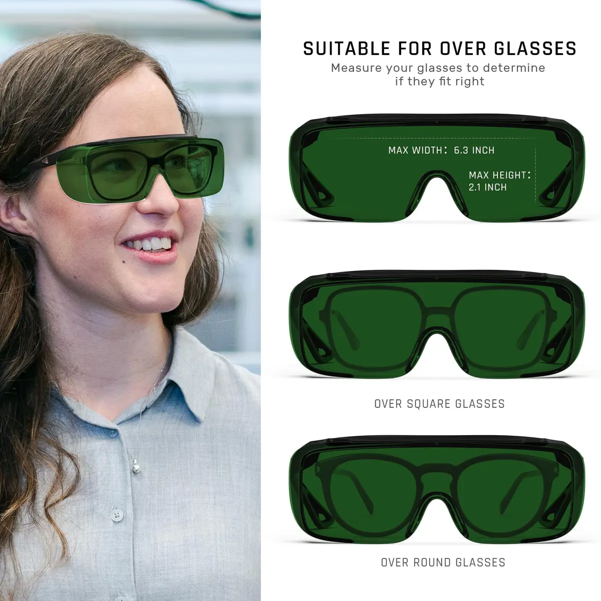MEIGIX Laser Safety Glasses Over Glasses, IPL 200nm-2000nm Eye Protection Goggles with Anti-Fog Coating | ANSI Z136.1 Certified - view 2