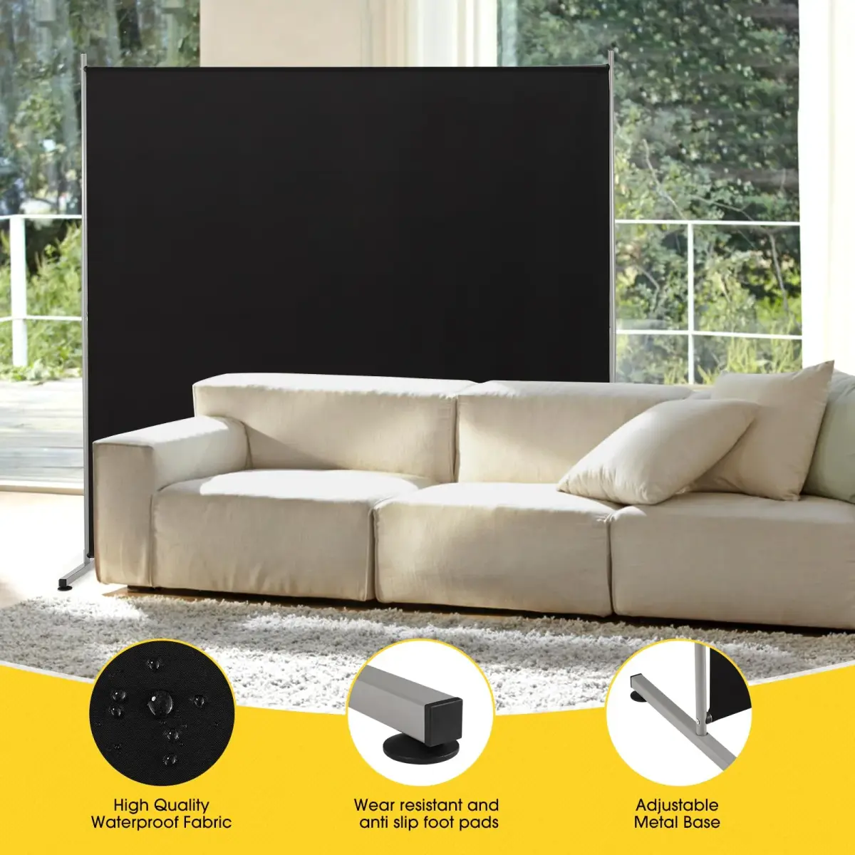 RANTILA Single Panel Room Divider 180cm (71'') | Freestanding Privacy Screen for Office, Bedroom, Living Room - view 3