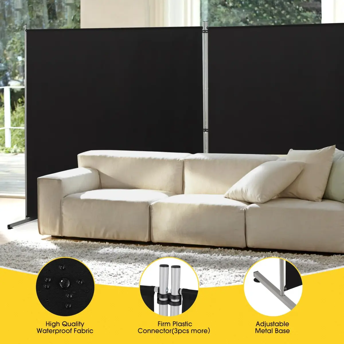 Rantila 2-Panel Room Divider 366cm (142" W x 71" H) | Freestanding Privacy Screen for Bedroom, Office, Study - view 4