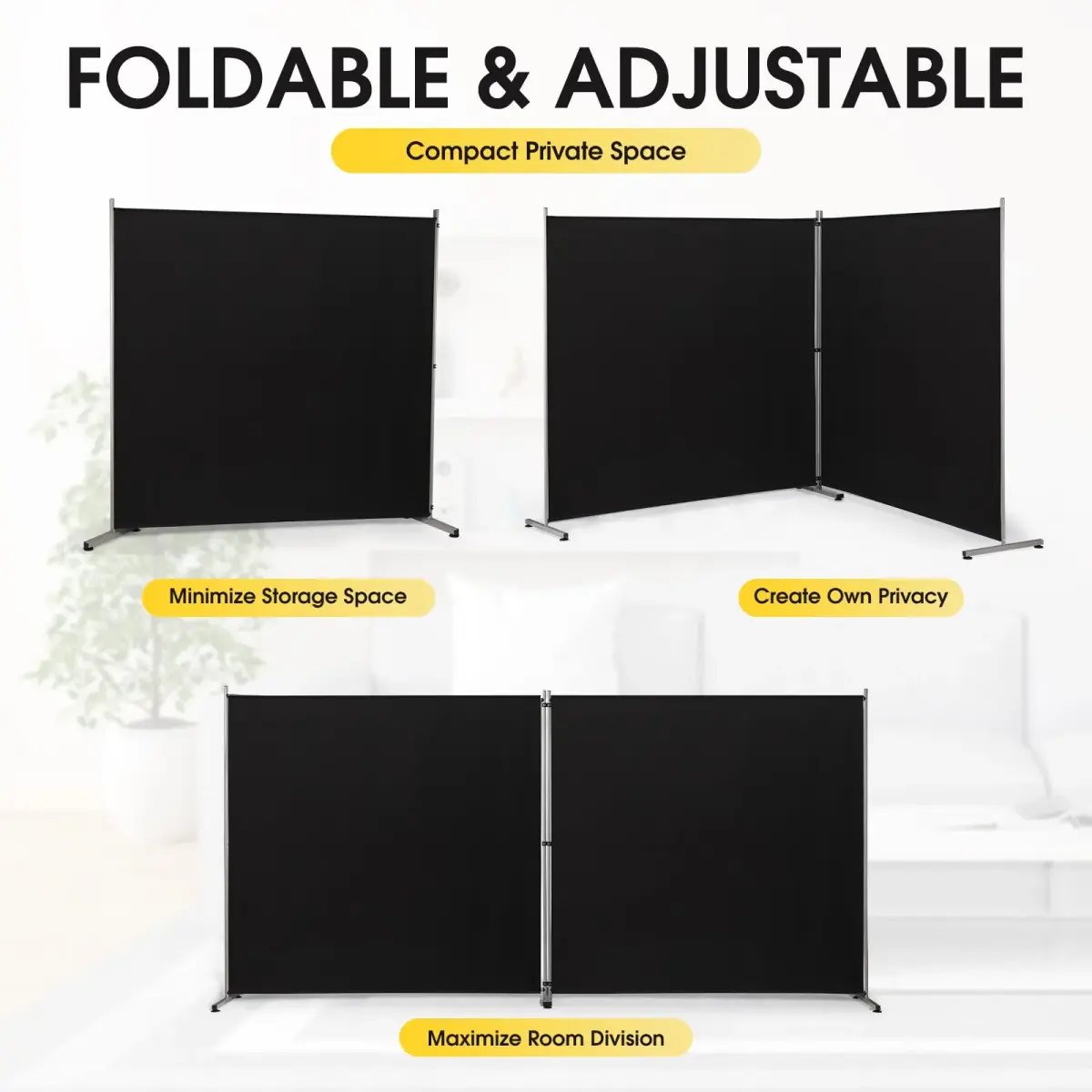 Rantila 2-Panel Room Divider 366cm (142" W x 71" H) | Freestanding Privacy Screen for Bedroom, Office, Study - view 3