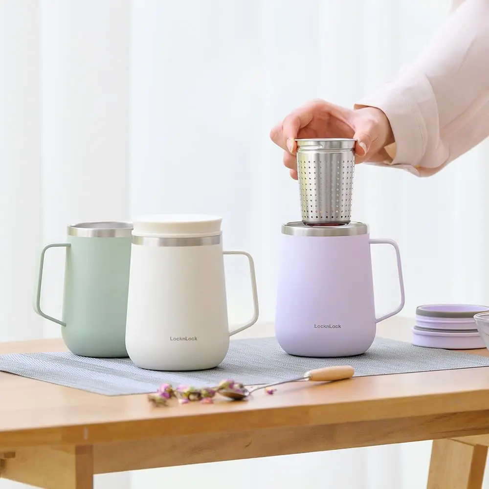 LocknLock Metro Tea Mug Mint 400ml (13oz) | Double Wall Stainless Steel Insulated Tumbler with Tea Infuser - view 9