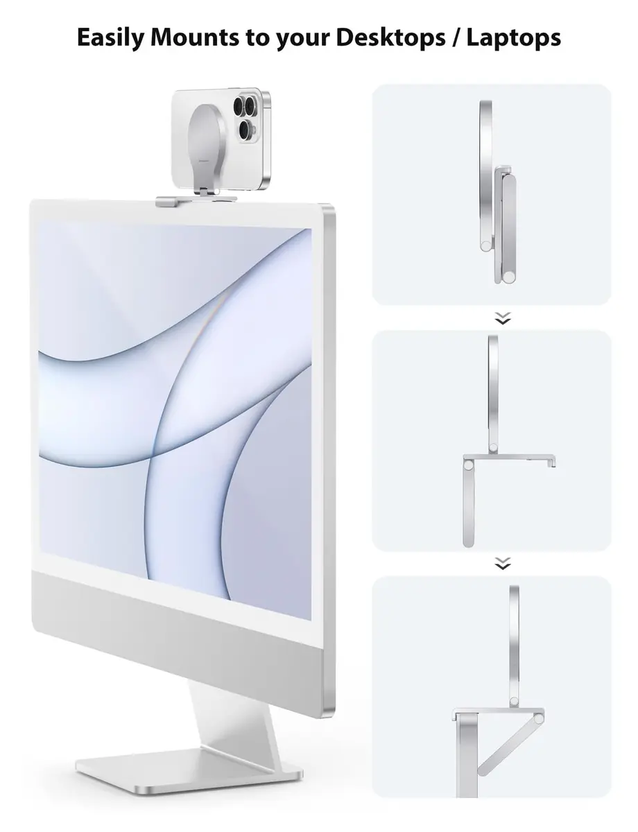 Stouchi Mag-Safe Continuity Camera Mount for Desktop Monitor & iMac | Silver (0.1 kg) - view 3