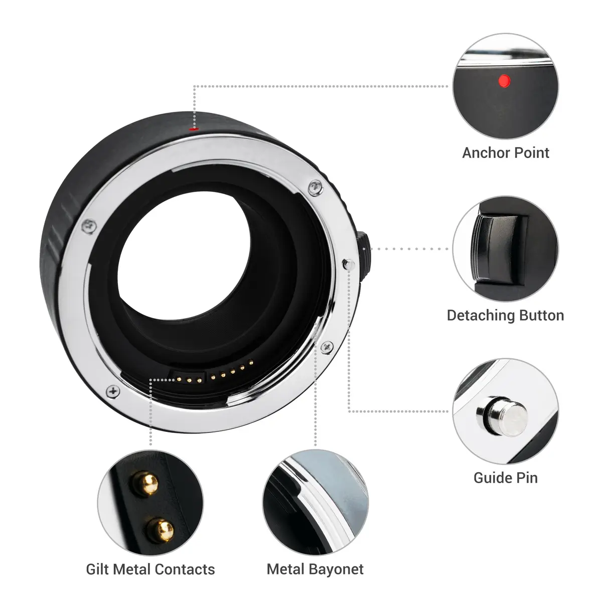 JJC Auto Focus Macro Extension Tube Set for Canon EF/EF-S Mount (12mm & 25mm) | Converts Lenses for Macro Photography - view 3