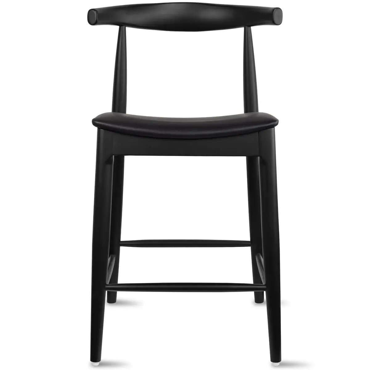 2xhome Elbow Countertop Height Bar Stool Wood Frame Dark PU Leather | Mid Century Modern Style - main product image