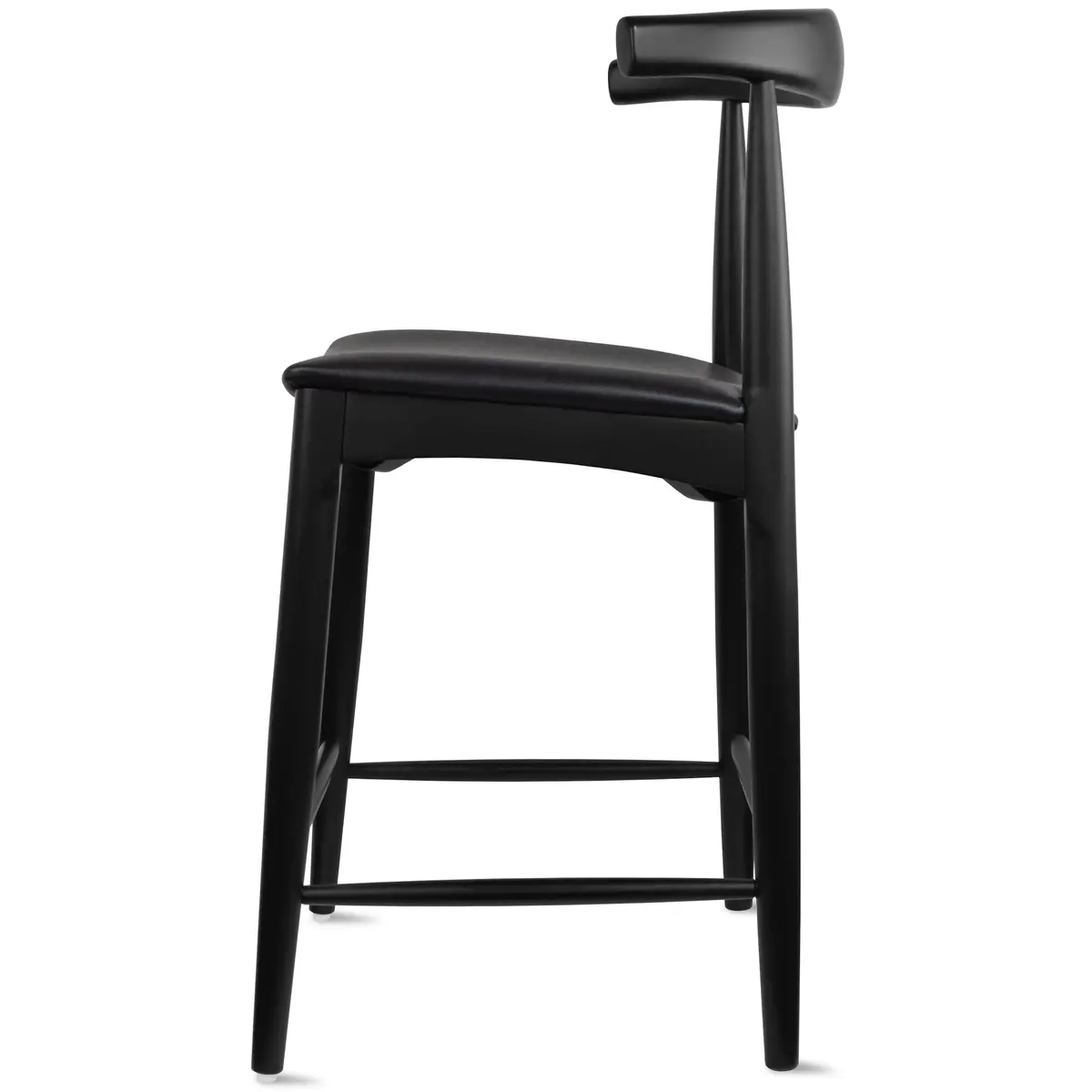 2xhome Elbow Countertop Height Bar Stool Wood Frame Dark PU Leather | Mid Century Modern Style - view 6