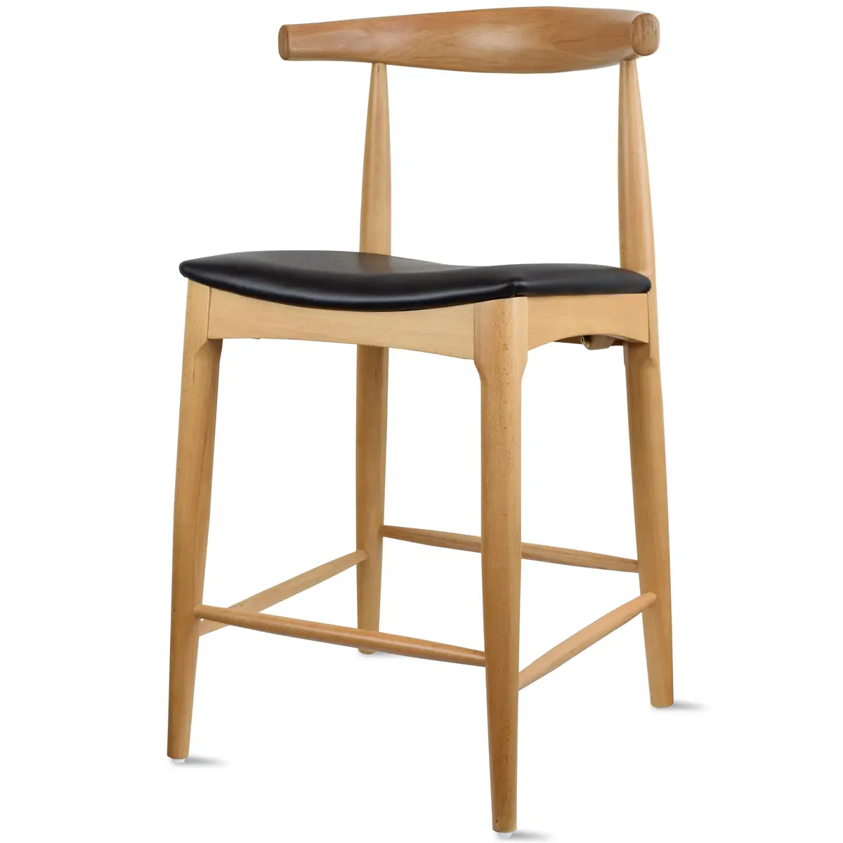 2xhome Elbow Countertop Height Bar Stool Wood Frame Light Natural | Mid-Century Modern Comfort - view 5