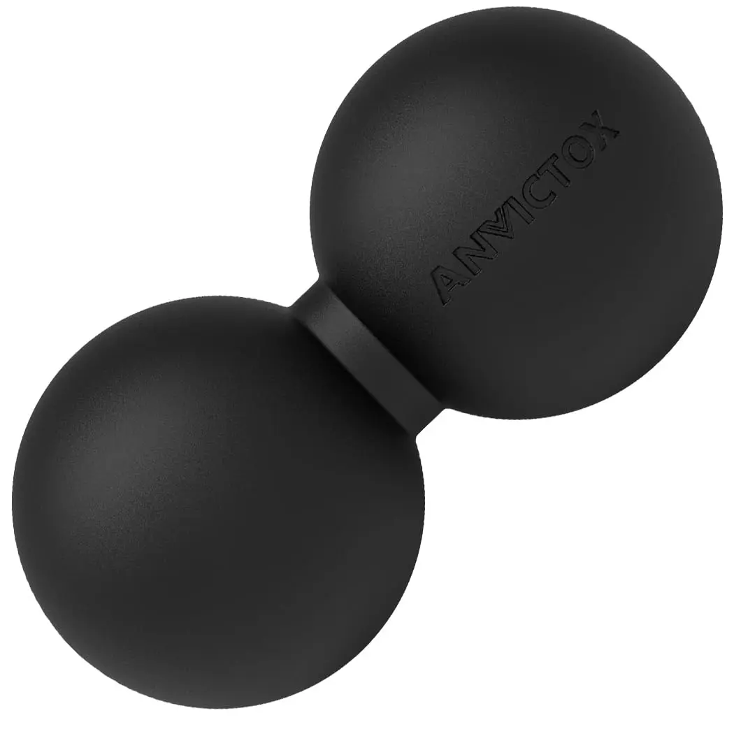 ANVICTOX Peanut Massage Ball,Double Lacrosse Ball for Neck Sore Muscles,Medium Density Myofascial Release Massager Ball for Deep-Tissue Massage Muscle Knots Yoga Therapy(Black) | Portable Deep Tissue Relief - main product image