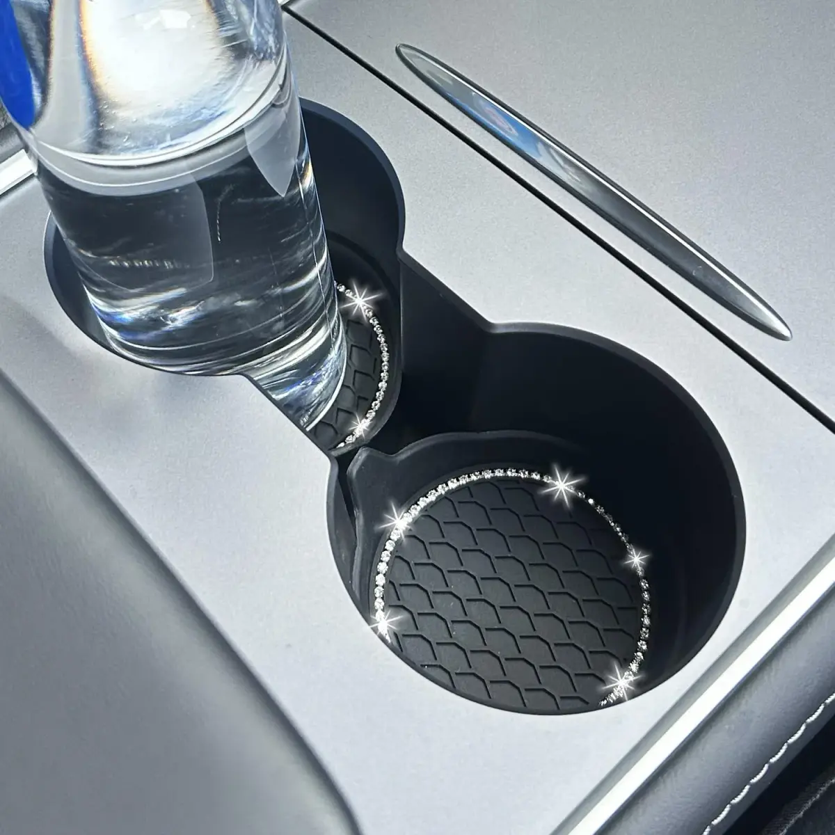 NBTEPEM Bling Car Cup Holder Coasters 4 pcs (2.75 inch) | Crystal Rhinestone Automotive Interior Accessories for Women - view 4