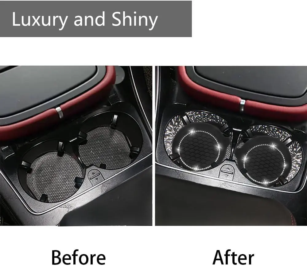 NBTEPEM Bling Car Cup Holder Coasters 7cm (2.75 inch) | 4-Piece Set for Universal Fit - view 3