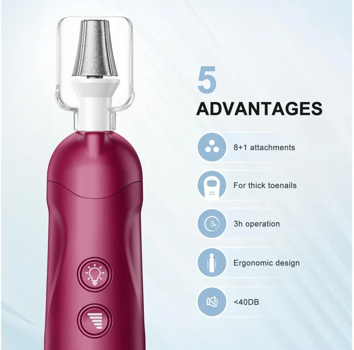 COSLUS C43 Professional Manicure Pedicure Kit with Upgrade Standard Grinder | 5000 RPM Cordless Electric Nail File for Home Use - view 2
