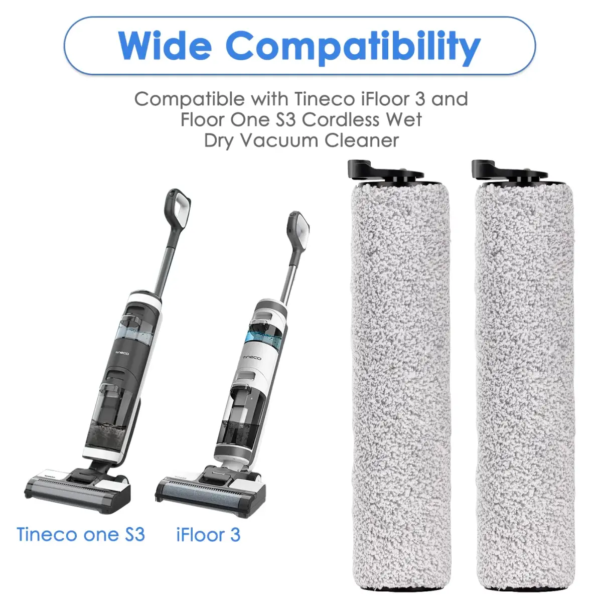 MIBUMIKI Replacement Brush Rollers for Tineco iFloor 3/Floor One S3/iFloor 2 (3-Pack, 0.6 lb) | High-Density Microfiber for Hard Floors - view 5
