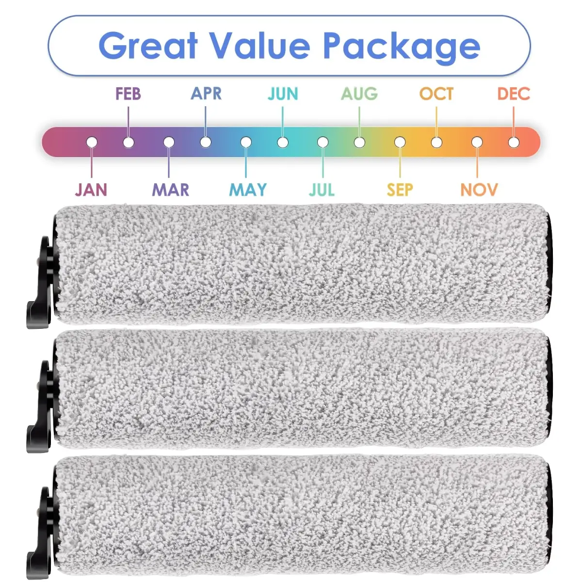 MIBUMIKI Replacement Brush Rollers for Tineco iFloor 3/Floor One S3/iFloor 2 (3-Pack, 0.6 lb) | High-Density Microfiber for Hard Floors - view 4