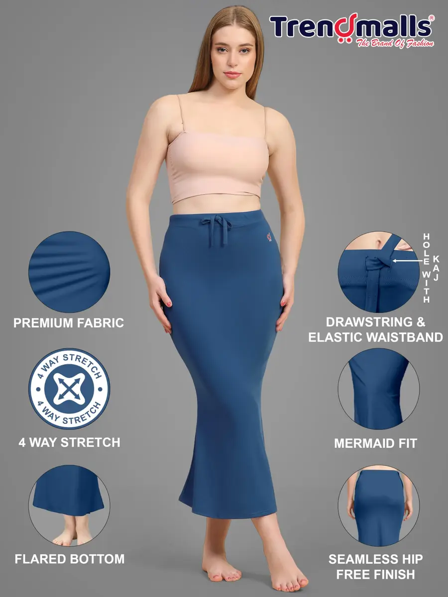TRENDMALLS Saree Shapewear Petticoat for Women 3X-Large Blue | Fishcut Design for Easy Movement - view 2
