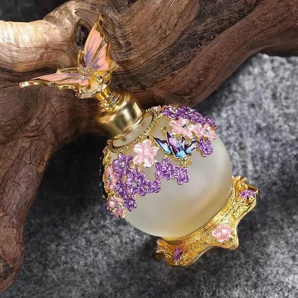 TEAMWILL Vintage Purple Butterfly Perfume Bottle 25ml (0.85 Fl Oz) | Decorative Glass Oil & Perfume Applicator - view 5