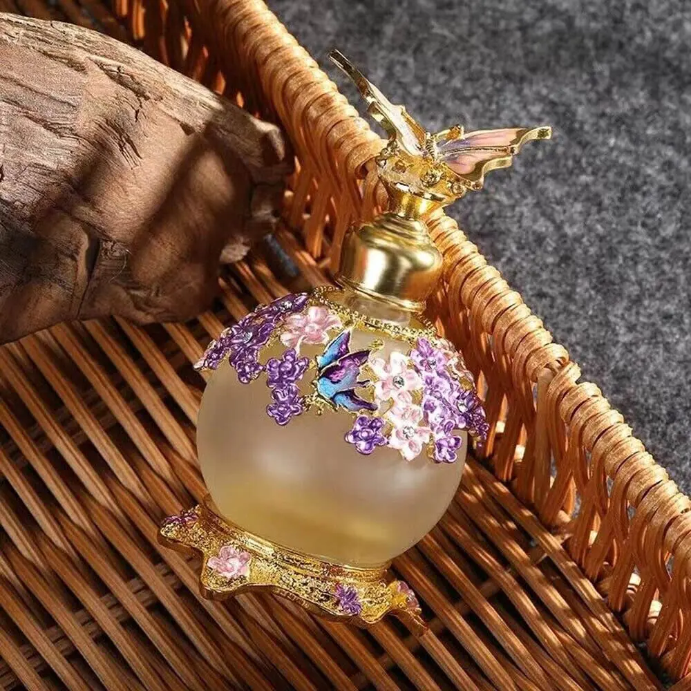 TEAMWILL Vintage Purple Butterfly Perfume Bottle 25ml (0.85 Fl Oz) | Decorative Glass Oil & Perfume Applicator - view 3