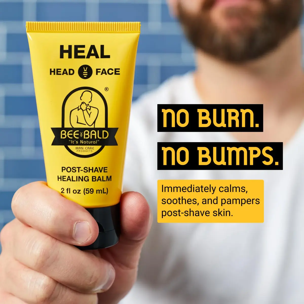 Bee Bald HEAL Aftershave Balm for Men 118ml (4 Fl Oz) | Soothes Razor Burn & Bumps - view 2