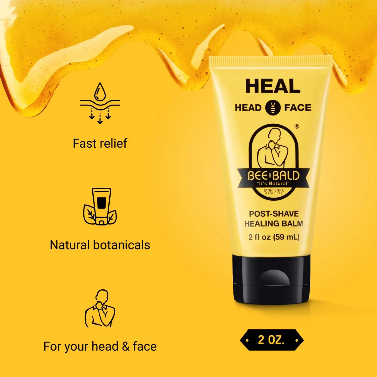 Bee Bald HEAL Aftershave Balm for Men 118ml (4 Fl Oz) | Soothes Razor Burn & Bumps - view 3