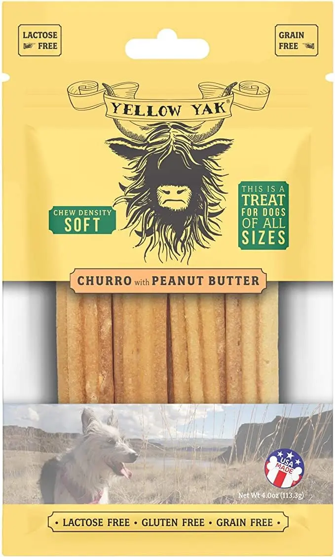 Yellow Yak Churro with Bacon Chew Dog Treats Lactose Free 4oz | Natural, Lactose-Free Dog Snacks for All Breeds - main product image