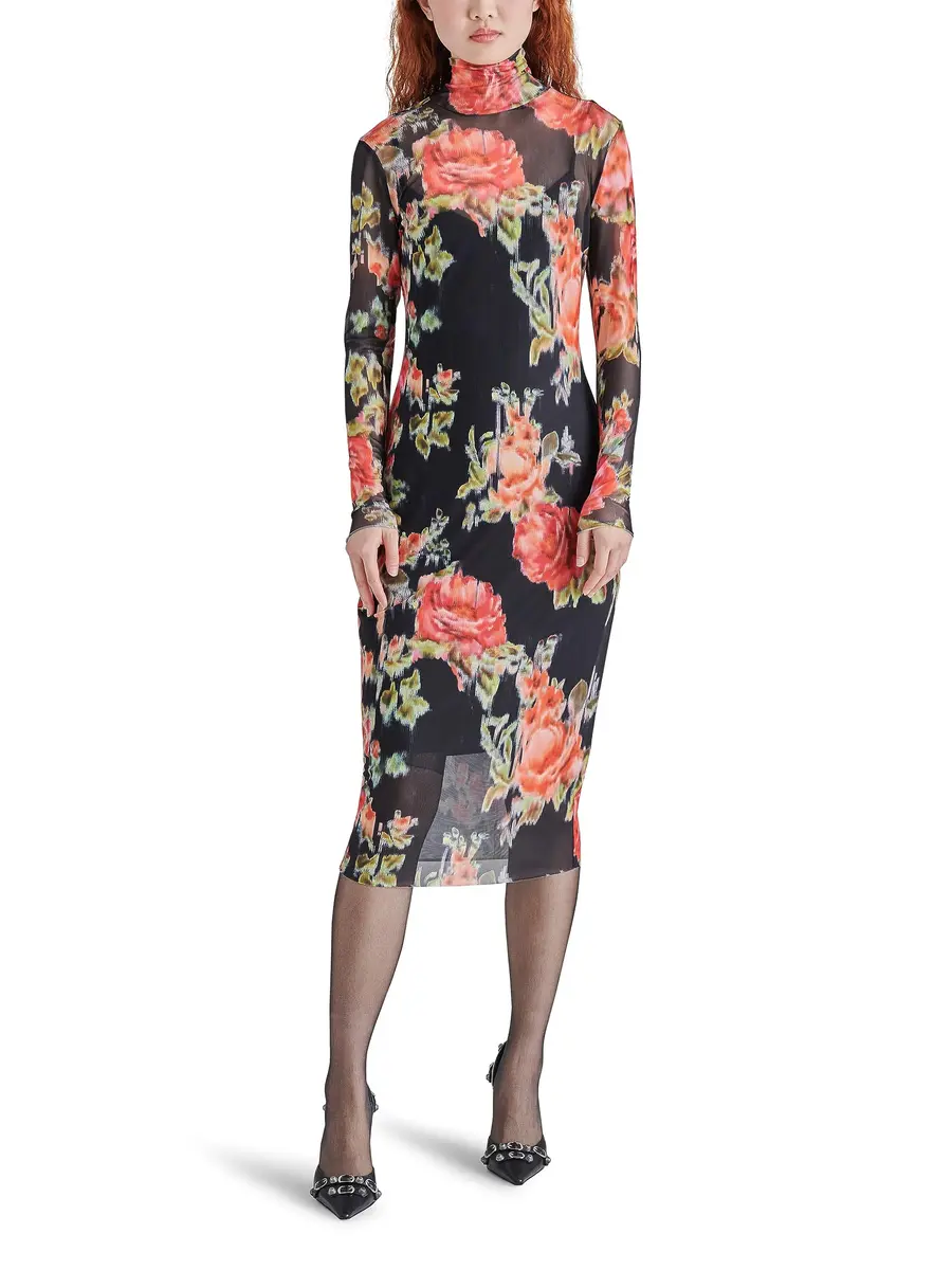 Steve Madden Vivienne Dress, Faded Rose, X-Small | Psychedelic Dreams Mesh Midi - main product image