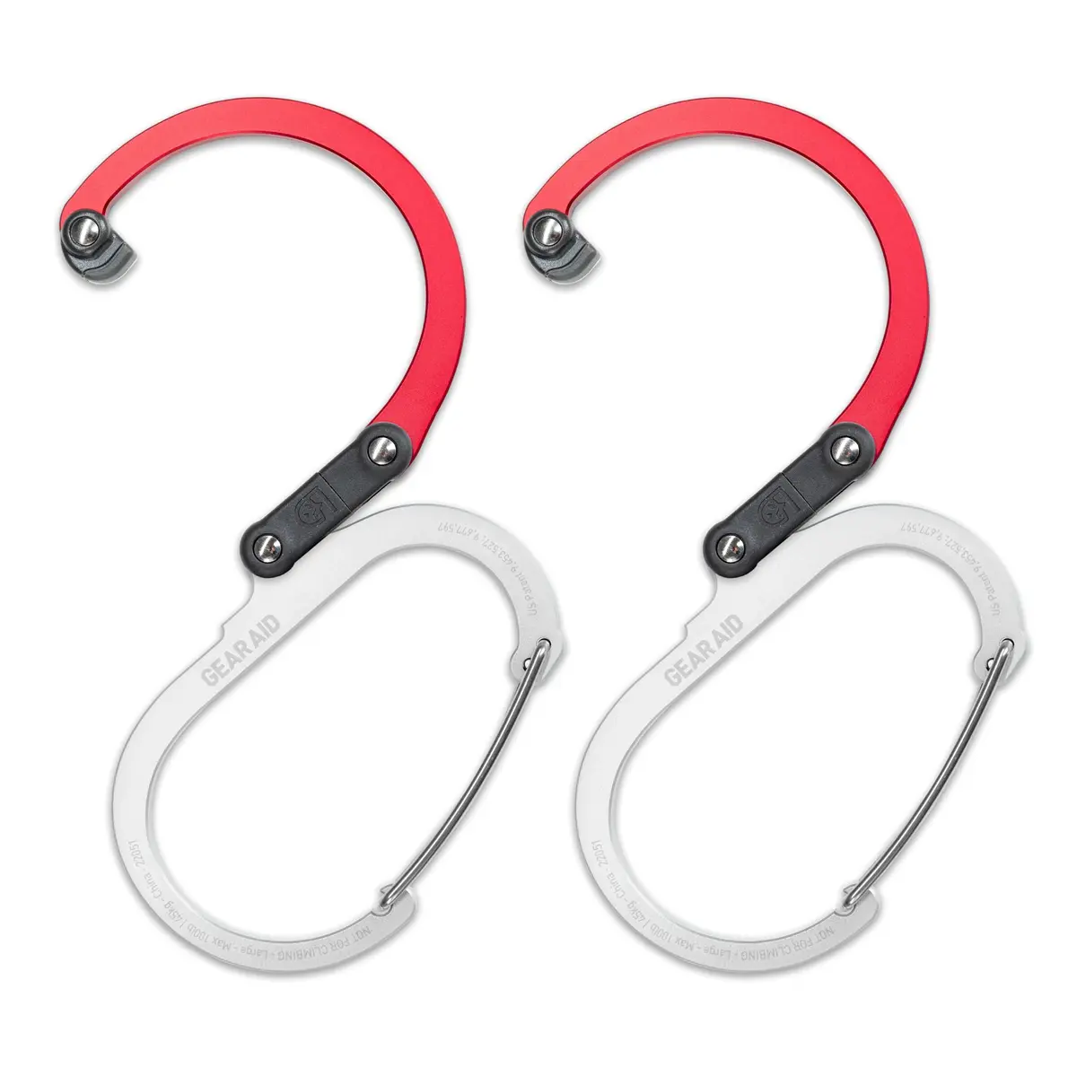 GEAR AID HEROCLIP Carabiner Clip and Hook Small | 2 Pack, Hot Rod Red, 50 lbs Capacity - main product image
