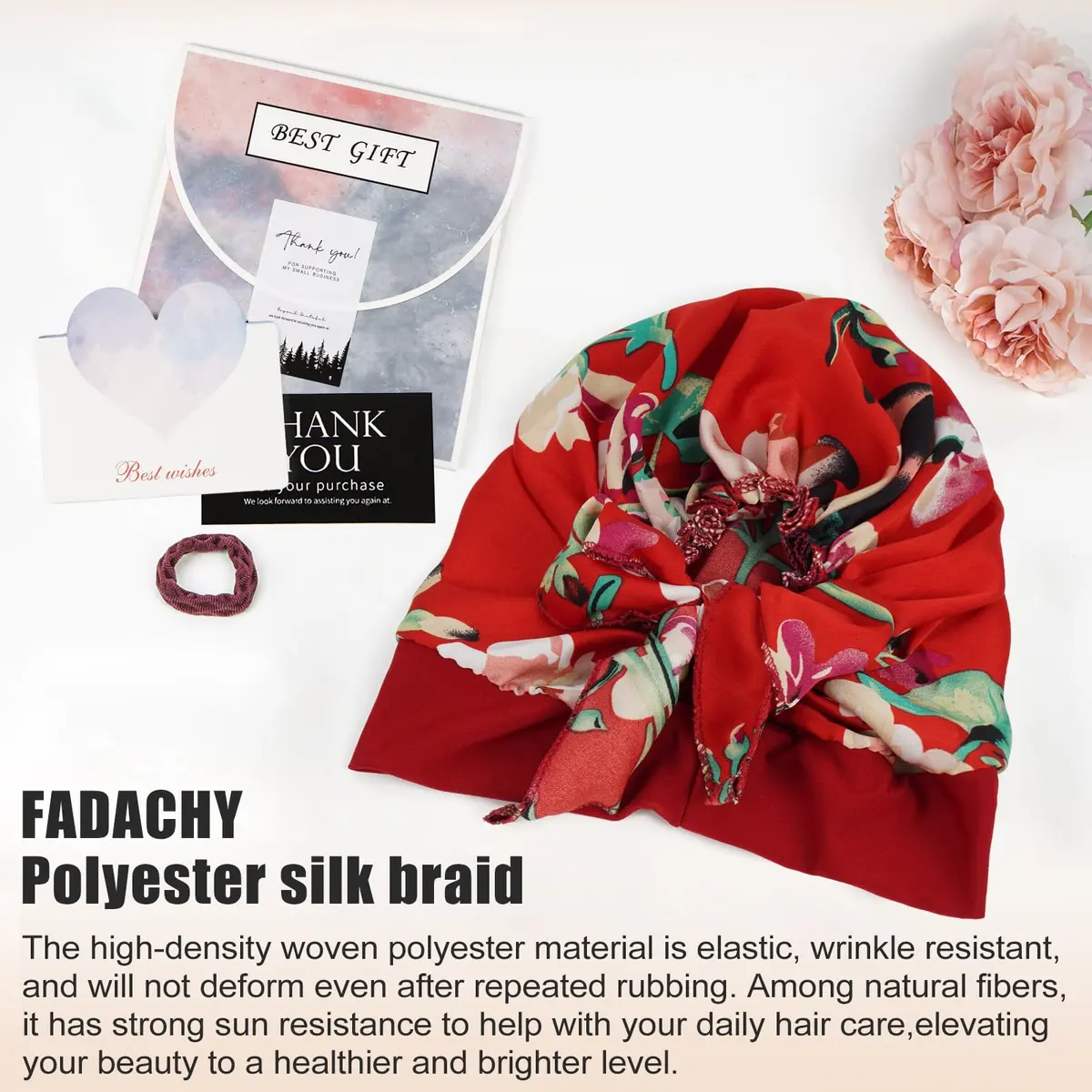 FADACHY Chemo Turban with Head Scarf for Women, Floral Red, One Size (40g) | Comfortable Headwear for Hair Loss - view 7